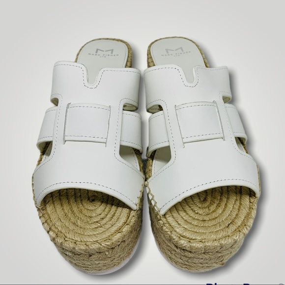 NIB Marc Fisher White Leather Robbyn Espadrille Wedge Sandals - Picture 3 of 12